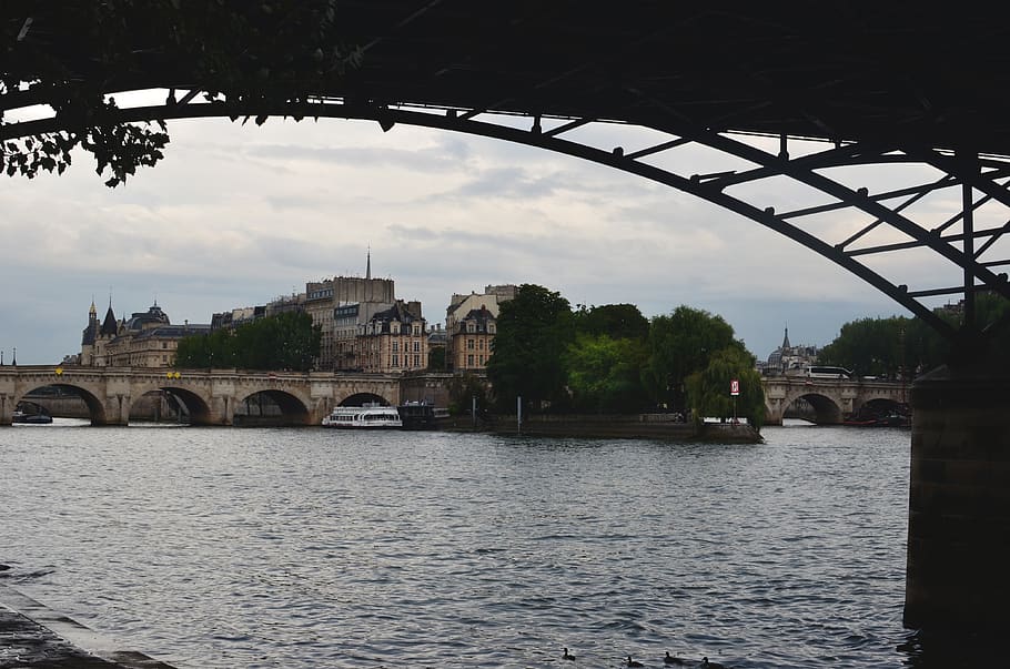 bridge, under, river, senna, paris, built structure, architecture HD wallpaper