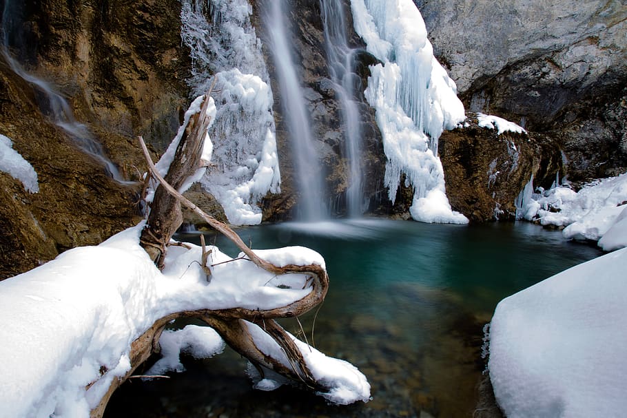 austria, lech, cold temperature, water, beauty in nature, winter HD wallpaper