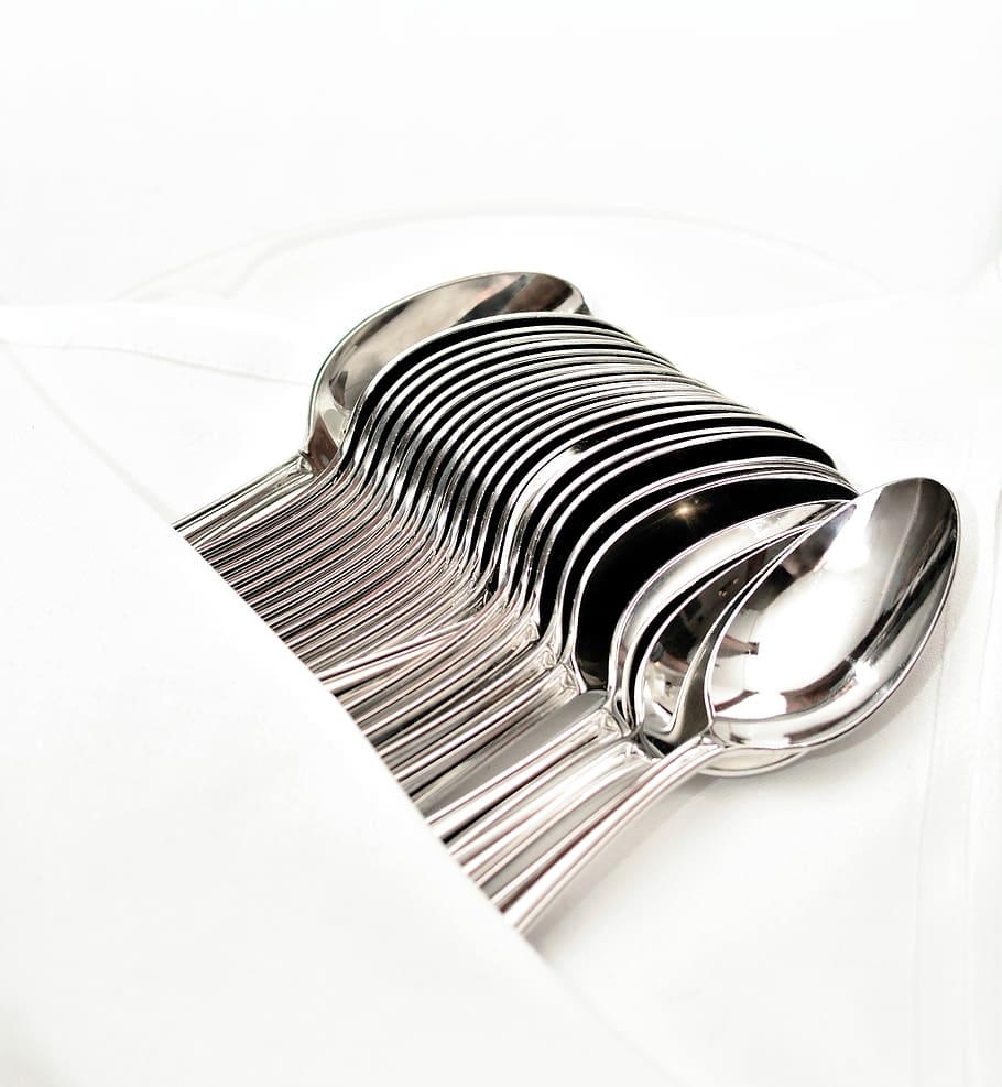 cutlery, spoon, silver, silverware, eat, restaurant, catering HD wallpaper
