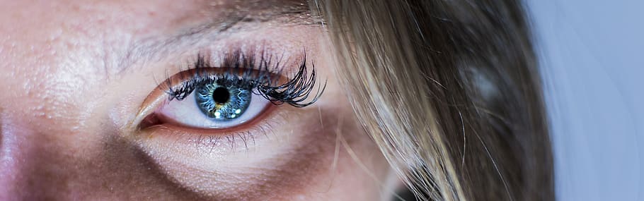 eyes, face, contrast, blue, deep, detail, eyelash, light, hair HD wallpaper