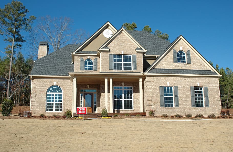 Brown and Gray House Placed Near Forest, architecture, brick HD wallpaper