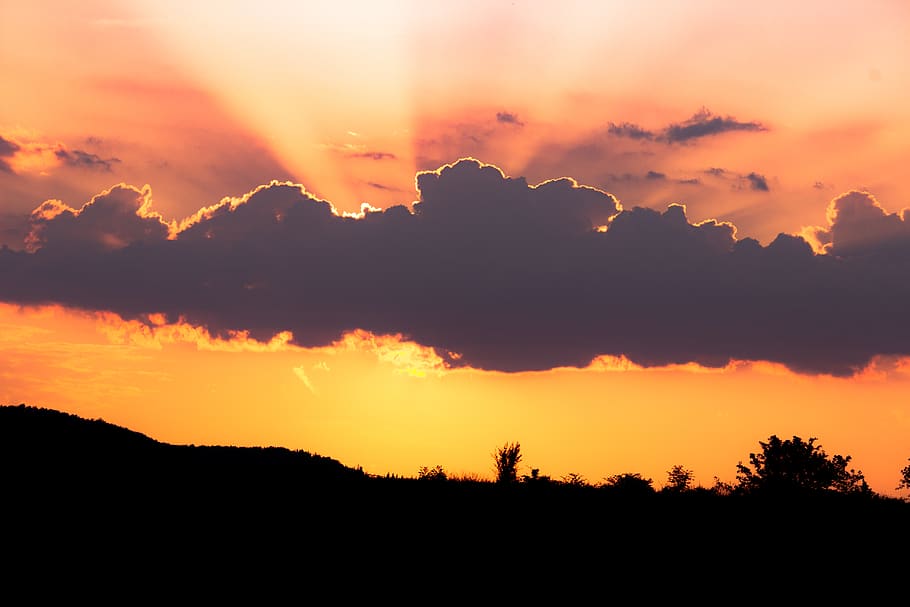 clouds covering sunlight, sunrise, sunset, sky, nature, dusk HD wallpaper