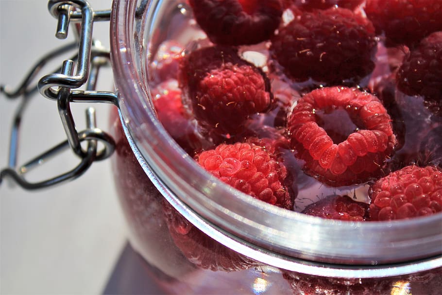 backround, wallpaper, jar, water, fruits, berries, raspberries HD wallpaper