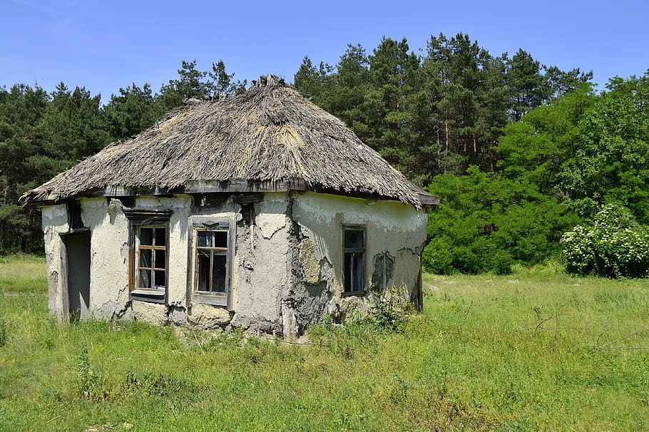 the ruins of the, old house, the abandoned, damaged, architecture