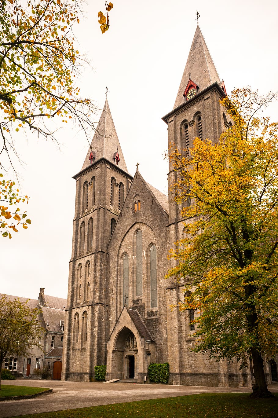 belgium, maredsous abbey, denée, fall, warm, religion, church HD wallpaper