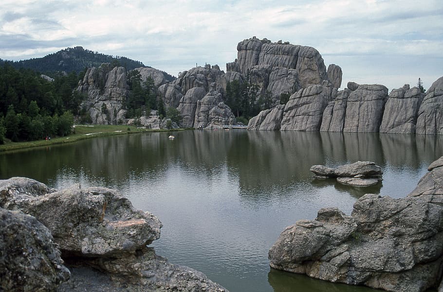 black hills, united states, sylvan, south dakota, water, rock HD wallpaper