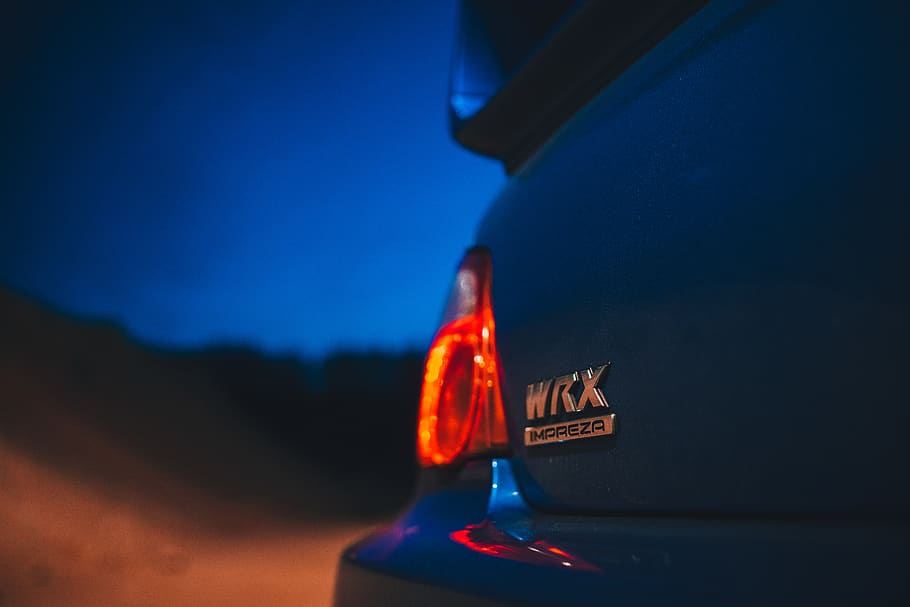 blue Subaru Impreza WRX, tire, light, machine, spoke, wheel, alloy wheel, HD wallpaper
