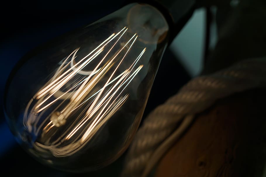 lightbulb, electricity, edison, object, home, homemade, cord HD wallpaper