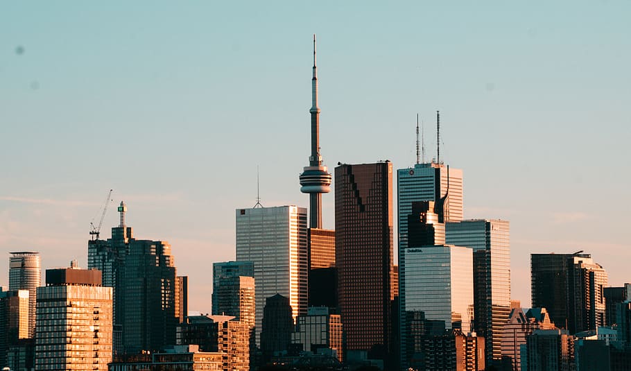 canada, toronto, cntower, buildings, city, bmo, skyline, td HD wallpaper