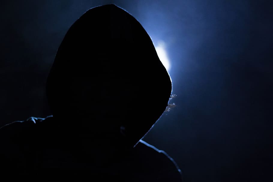 hacker, guy, hood, hoodie, human, activity, dark, pose, silhouette, HD wallpaper