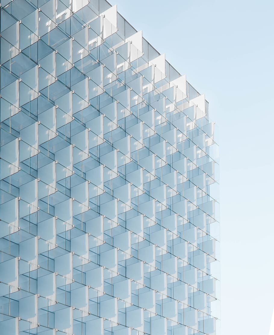 architecture, building, design, infrastructure, blue, sky, pattern HD wallpaper