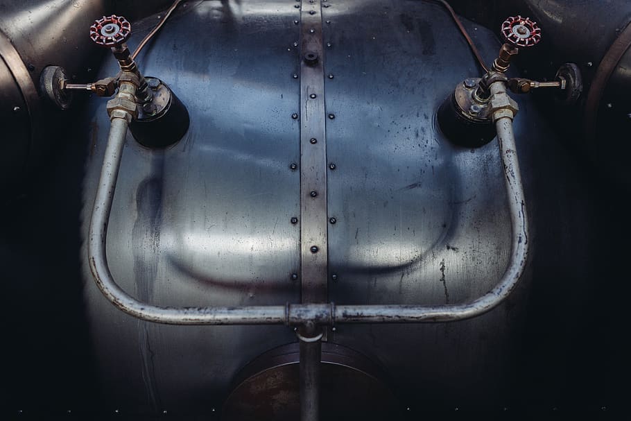 Grey Metal Tank, industry, valves, indoors, close-up, machinery HD wallpaper