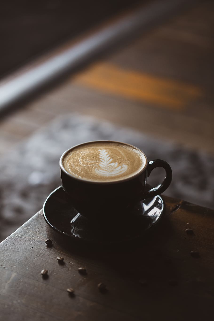 black ceramic teacup with coffee, coffee cup, drink, latte, beverage HD wallpaper