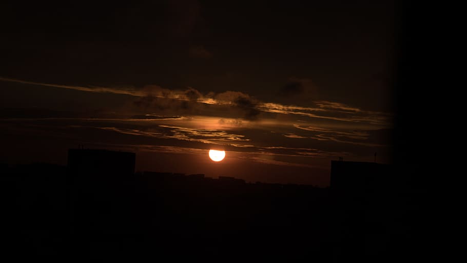 india, bengaluru, dark, sky, light, sunrise, orange, lava, clouds HD wallpaper
