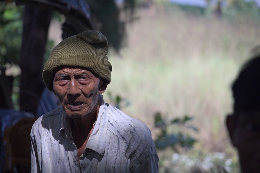 portrait, old man, face marked, burma, burmese, one person, HD wallpaper