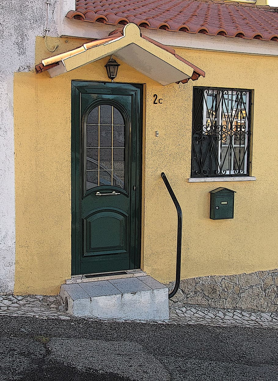 door, green, enter, exit, construction, architecture, keep HD wallpaper