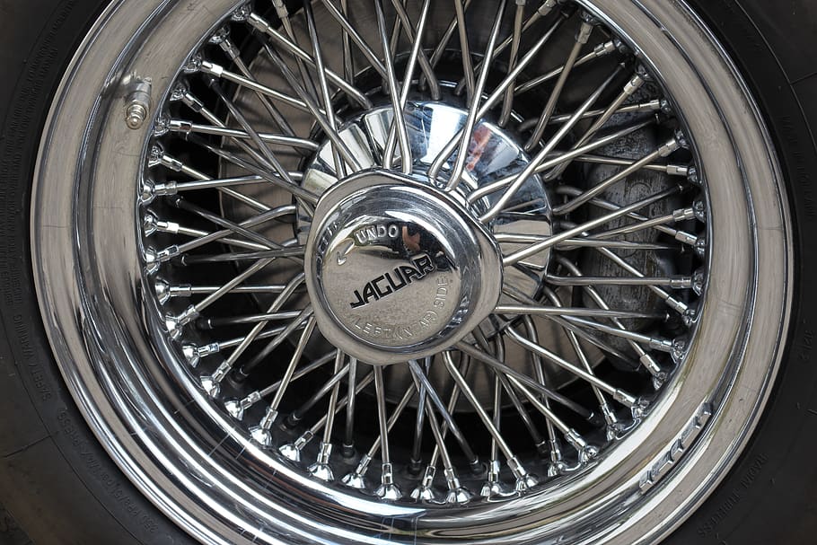 jaguar, e type, rim, chrome rim, wire rim, drahtrad, sports car HD wallpaper