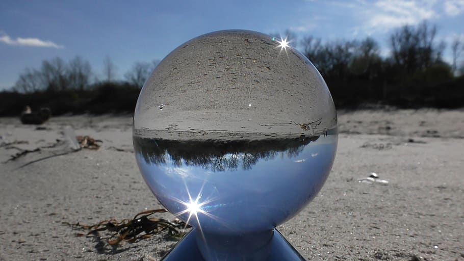 glass ball, ball photo, crystal ball, globe image, mirroring, HD wallpaper