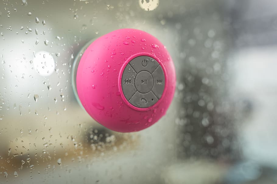 Pink Portable Bluetooth Speaker, ball, blur, bright, bubble, close-up HD wallpaper