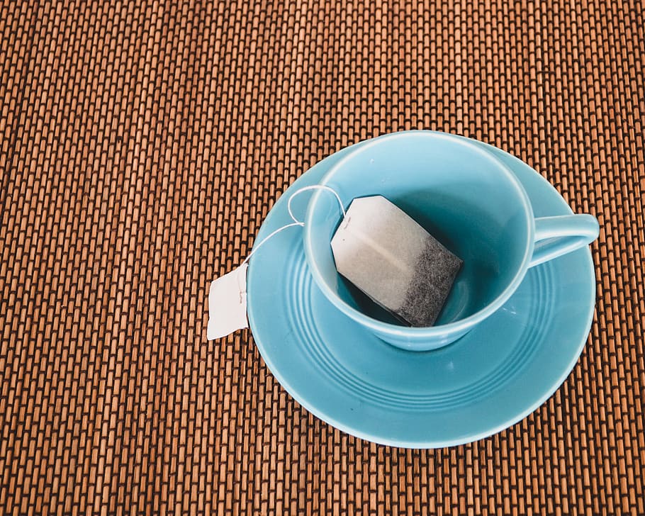cup, tea, filter, empty, beverage, blue, aqua, pastel, color HD wallpaper