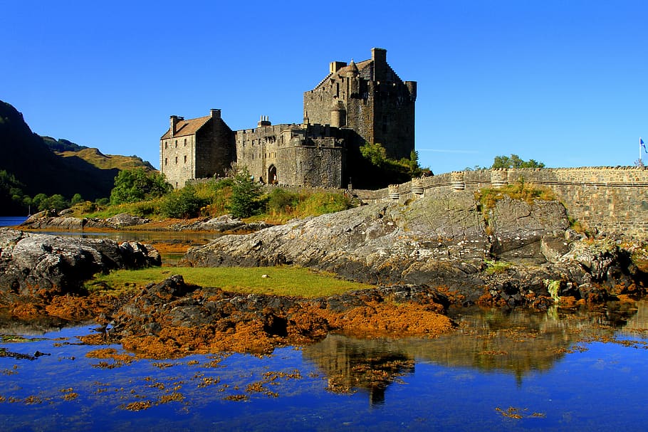 castle, water, architecture, gothic, travel, mote, scotland HD wallpaper