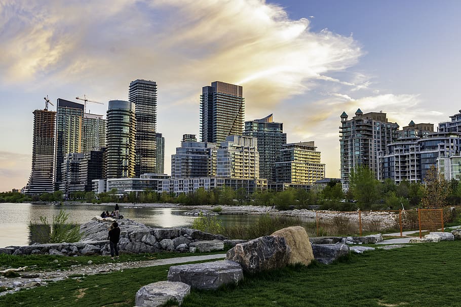 toronto, landscape, sky, lake, building, skies, architecture HD wallpaper