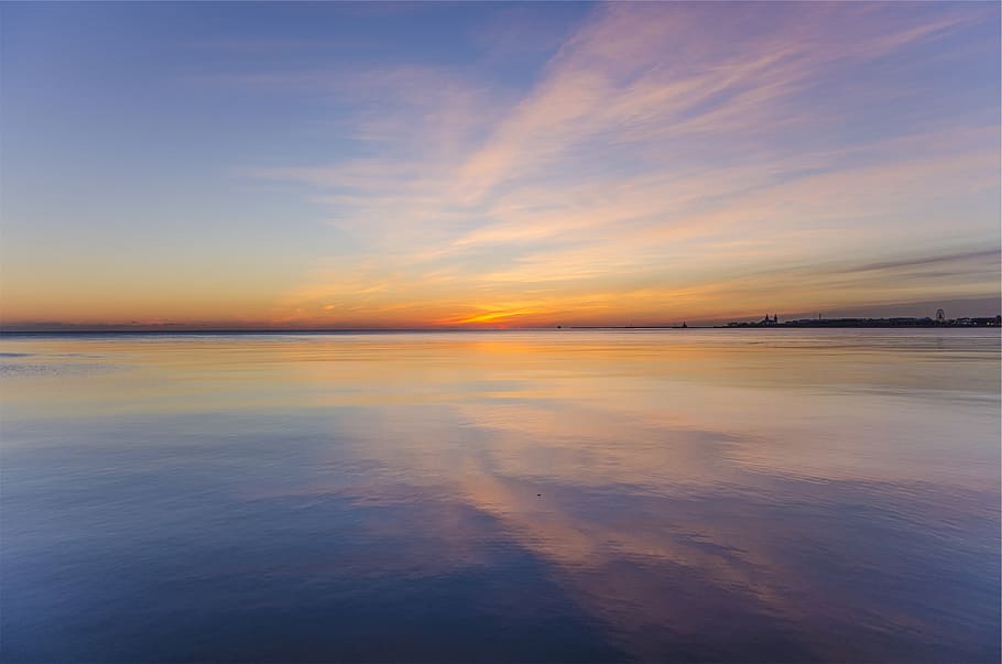 sunset, sky, water, reflection, dusk, horizon, scenics - nature HD wallpaper