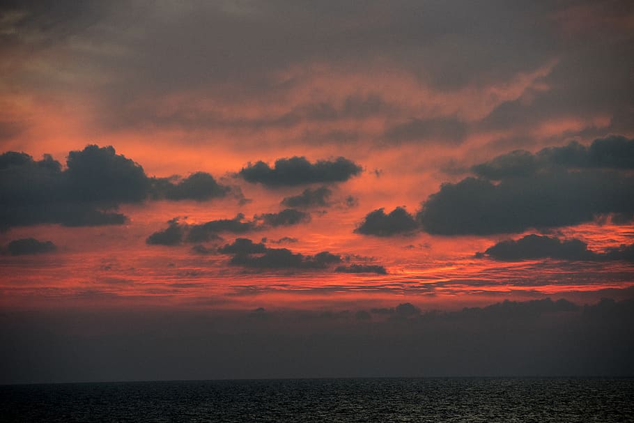 beauty in nature, sky, cloud - sky, sunset, sea, tranquility HD wallpaper