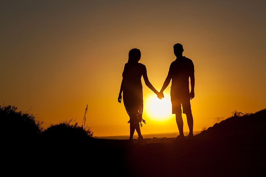 cyprus, limassol, love, sunset, silhouette, sky, orange color HD wallpaper