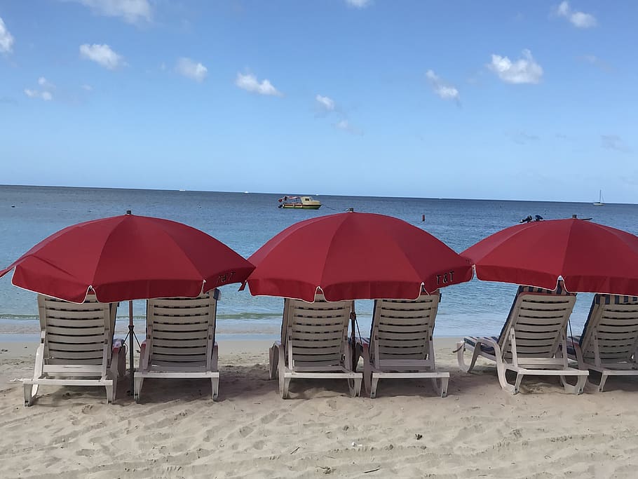 st. george grenada, beach chairs, island life, beach view, Anita Denunzio, HD wallpaper