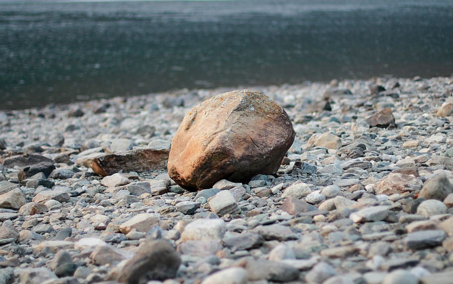 stone, beach, water, stones, blue, outdoors, pebbles, lake HD wallpaper