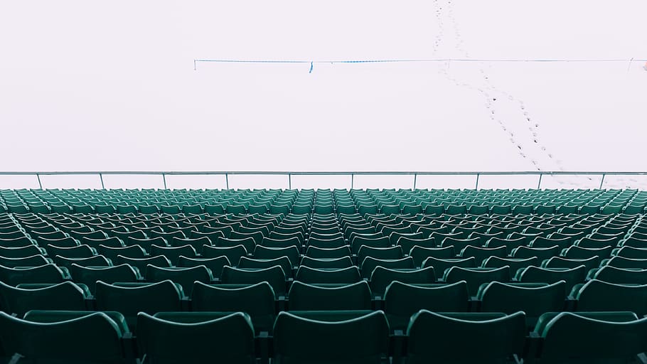 chairs, stadium, empty, rows, public, perspective, green, seats HD wallpaper