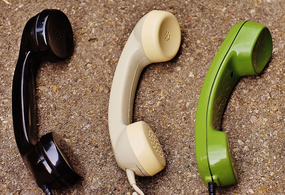 Black White and Green  Phones, antique, communication, connection HD wallpaper