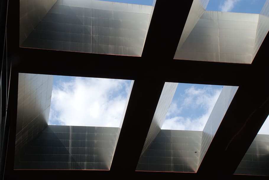 spain, madrid, cloud, blue, sky, ceiling, lines, pattern, square HD wallpaper