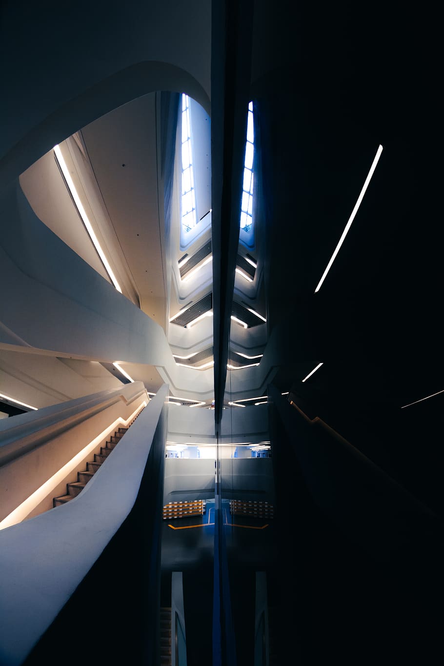 Concrete Building, architecture, hong kong, lights, reflection HD wallpaper