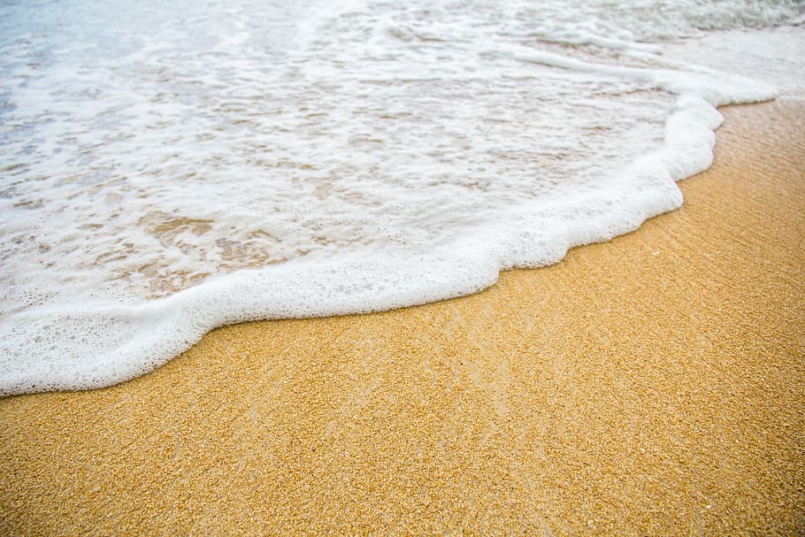 Waves on the Shore, beach, coast, daylight, foam, landscape, outdoor HD wallpaper