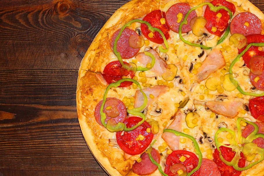 pizza, table, food, food and drink, vegetable, fruit, freshness HD wallpaper