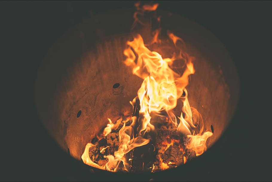 fire, yellow, warm, hot, bonfire, burning, fire - natural phenomenon HD wallpaper