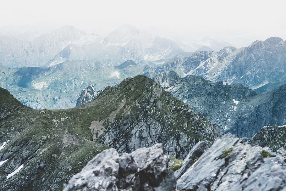 mountain covered with fogs, ridge, range, rock, landscape, mountain landscape HD wallpaper