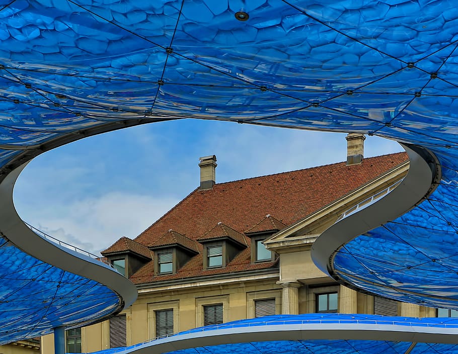 switzerland, aarau, structure, inflatable, roof, tile, building HD wallpaper