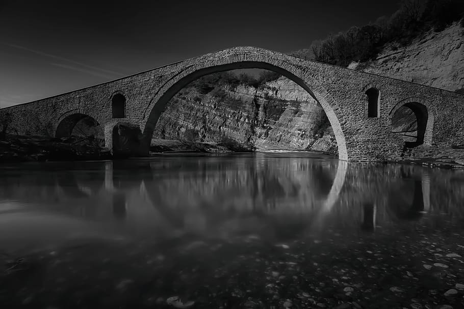old, stone, greece, bridge, landscape, water, tourism, stones HD wallpaper