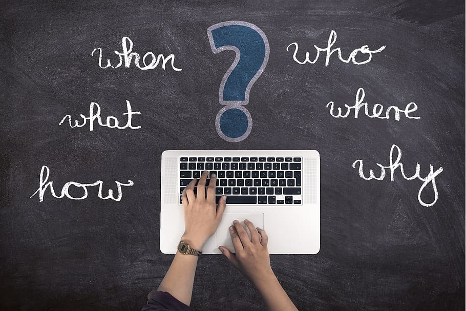 questions, laptop, hand, write, blog, who, what, how, why, where HD wallpaper