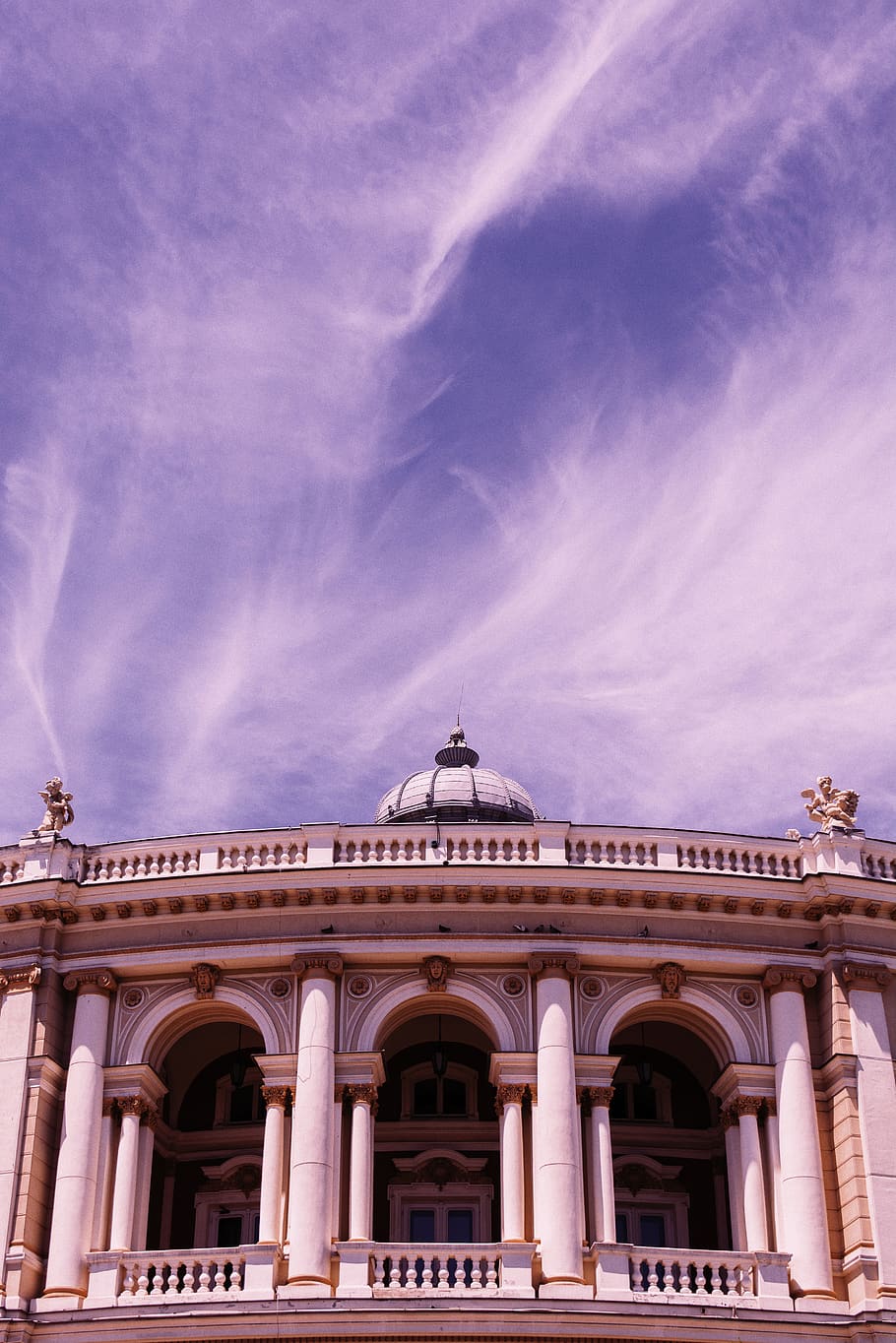 theater, old, old building, clouds, cloudscape, wallpaper, background HD wallpaper