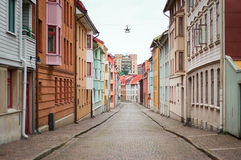 sweden, gothenburg, haga, city, city life, empty street, colour, HD wallpaper
