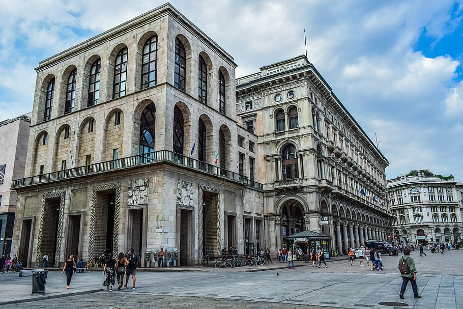 building, architecture, city, urban, downtown, duomo square, HD wallpaper