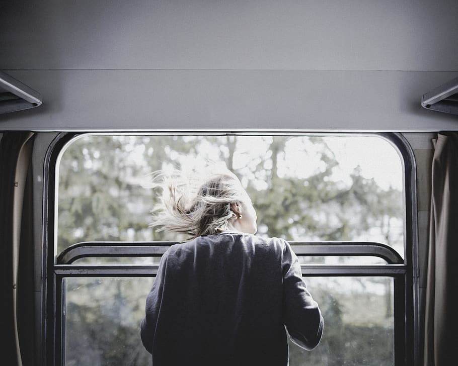 Hd Wallpaper Woman Wearing Black Jacket Leaning On Train Window Looking At Something Wallpaper Flare