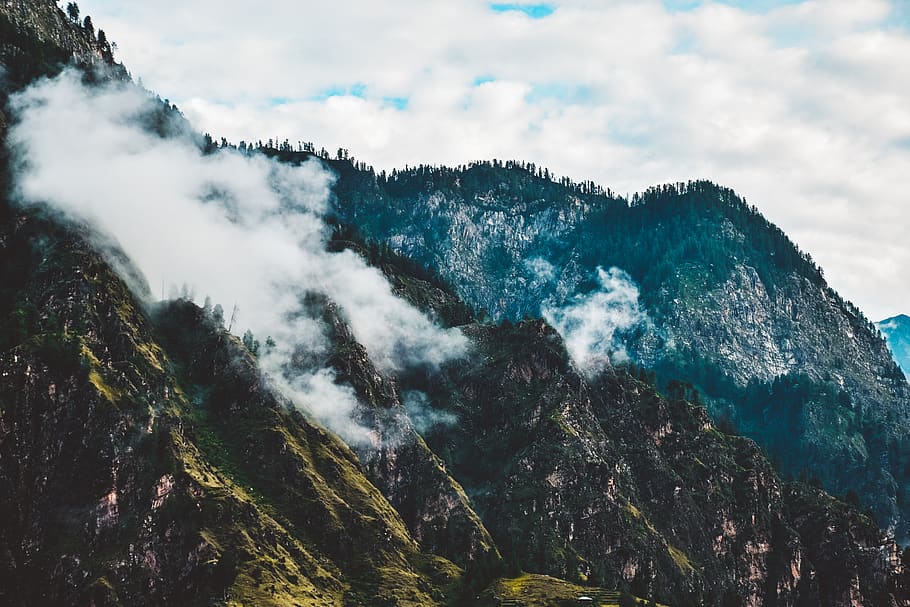 clouds on mountain during daytime, outdoors, nature, mountain range HD wallpaper