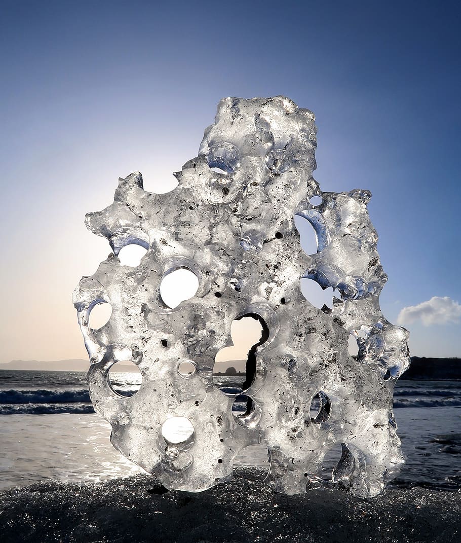 icicle, sun, bay, wave, sea, seascape, ocean, coast, water HD wallpaper
