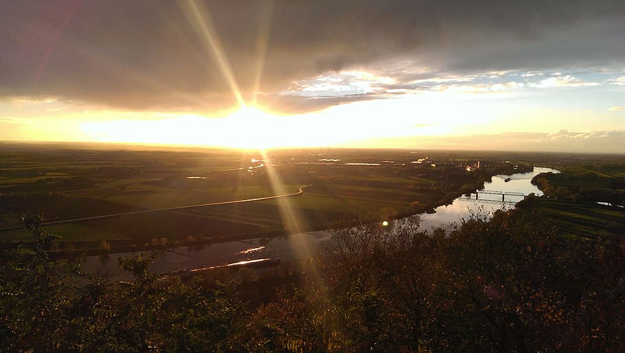 deutschland, bogen, river, sunset, landscape, germany, bavaria HD wallpaper