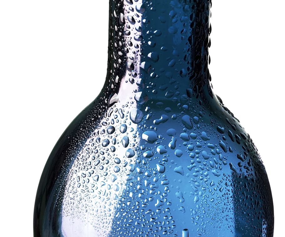 blue, water, soda, glass, closeup, isolated, wet, cold, clear